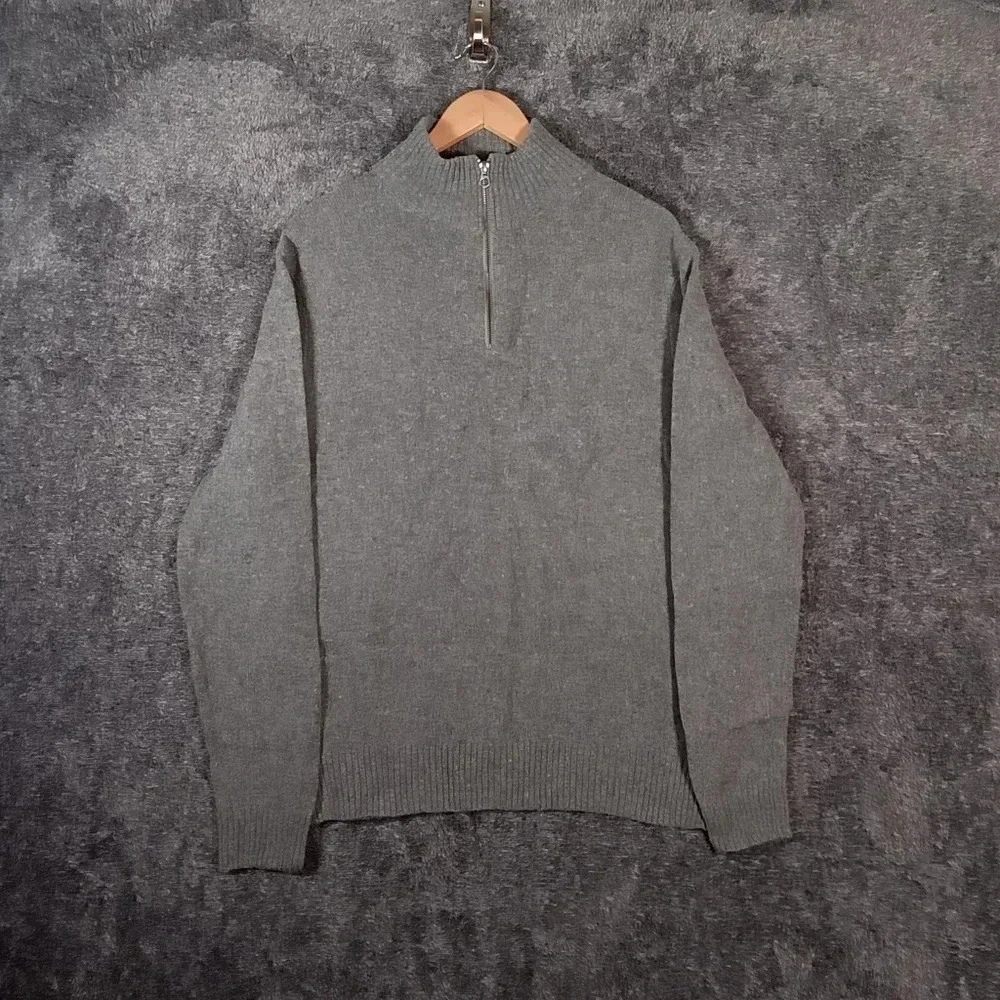 J crew long sleeve pullover sweater Marino wool blend 1/4 zip men's large
